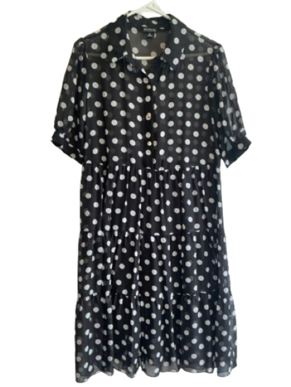 Enfocus Studio Black and White Polka Dot Tiered Dress - Size 6
